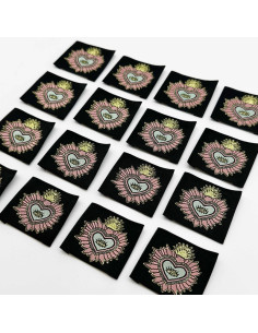 Set of 5 woven sew-on labels Ex Voto - Black 2