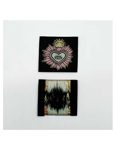 Lot de 5 étiquettes tissées à coudre Ex Voto - Noir
