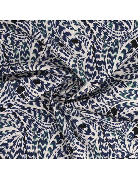 Fancy cotton poplin fabric - Blue feathers