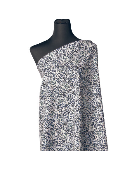 Fancy cotton poplin fabric - Blue feathers