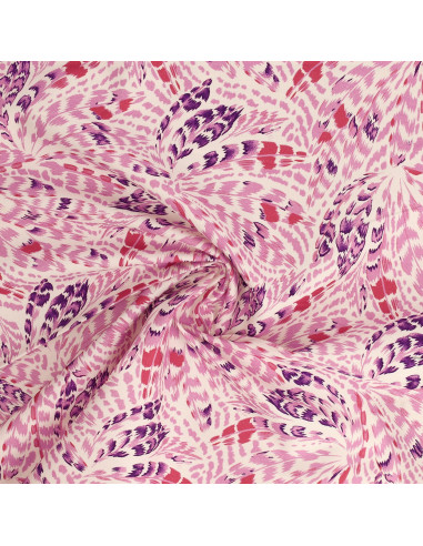 Fancy cotton poplin fabric - Pink feathers