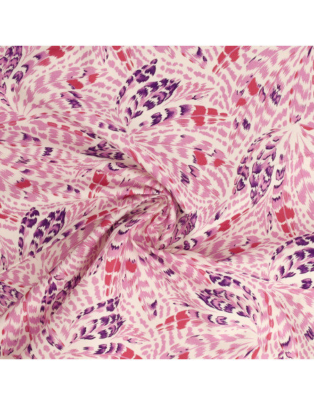 Fancy cotton poplin fabric - Pink feathers