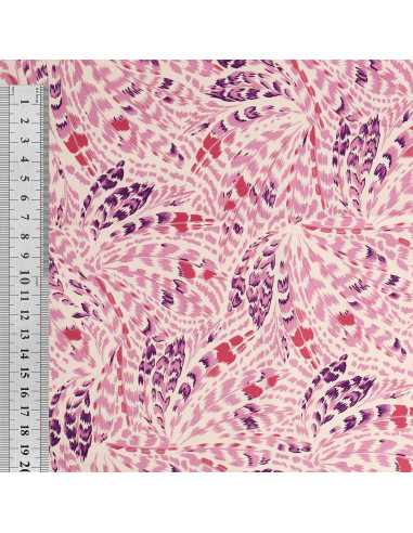 Fancy cotton poplin fabric - Pink feathers