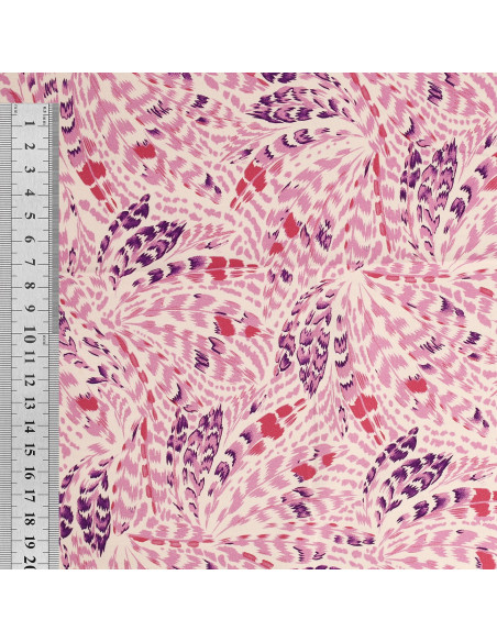 Fancy cotton poplin fabric - Pink feathers