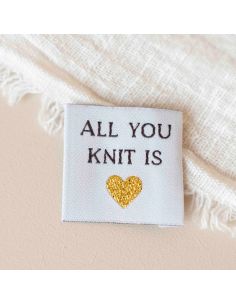 Woven label to sew All you knit is love