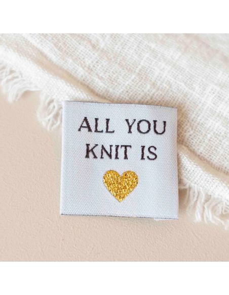 Woven label to sew All you knit is love