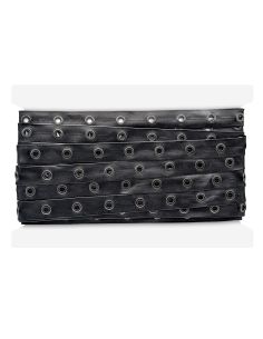 Black faux leather ribbon with gunmetal eyelets – 20 mm