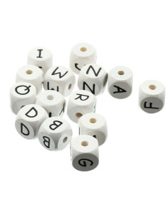 White wooden alphabet letter cube pearl