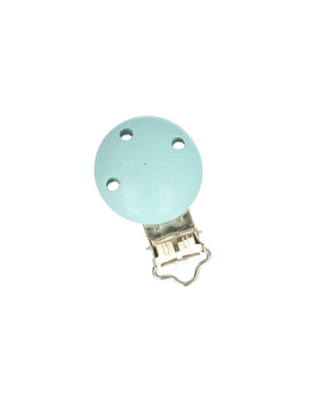 Pacifier clip in wood - Sky blue