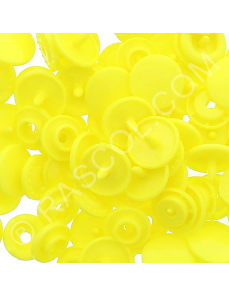 Pack of 25 round KAM resin snaps - Lemon yellow