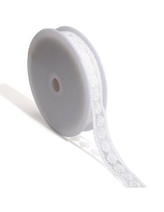 Nora flower embroidery on tulle - White