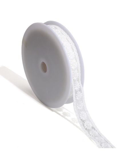 Nora flower embroidery on tulle - White