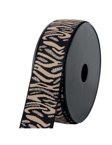 Elastic zebra - Beige and brown with silver lurex