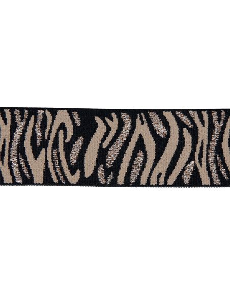 Elastic zebra - Beige and brown with silver lurex