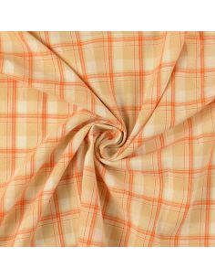 Scottish tartan flannel fabric - Beige with orange stripes