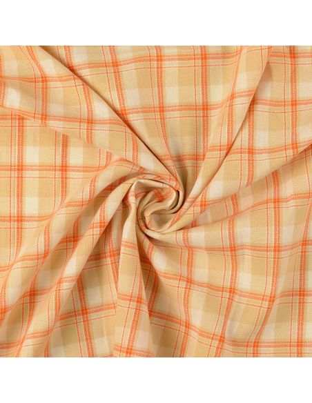 Scottish tartan flannel fabric - Beige with orange stripes