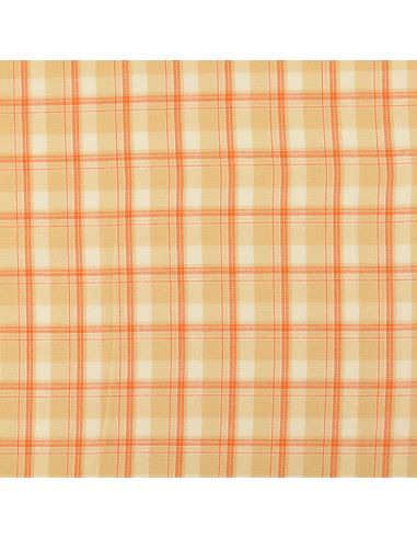 Scottish tartan flannel fabric - Beige with orange stripes