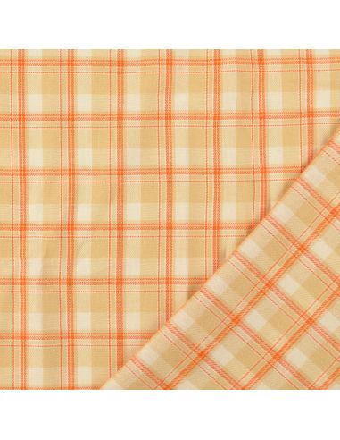 Scottish tartan flannel fabric - Beige with orange stripes