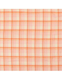 Light pink tartan flannel fabric with orange stripes 2