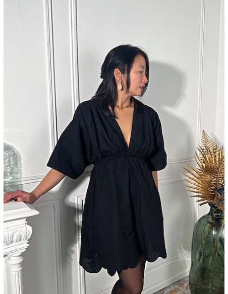 Black Luna English embroidery fabric - My Dress Made