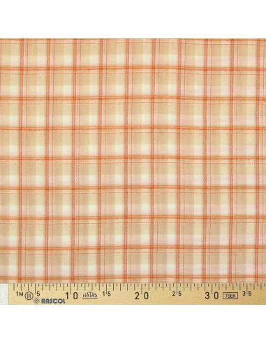 Scottish tartan flannel fabric - Beige with orange stripes