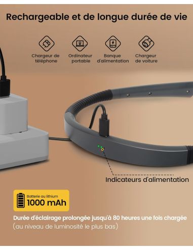 Rechargeable hands-free neck lamp Rascol