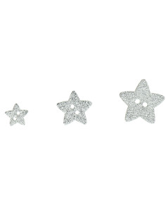 2-hole star glitter button - Silver