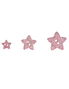 2-hole star glitter button - Pink