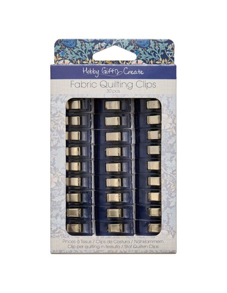 Set of 30 fabric clips - Blue flowers collection