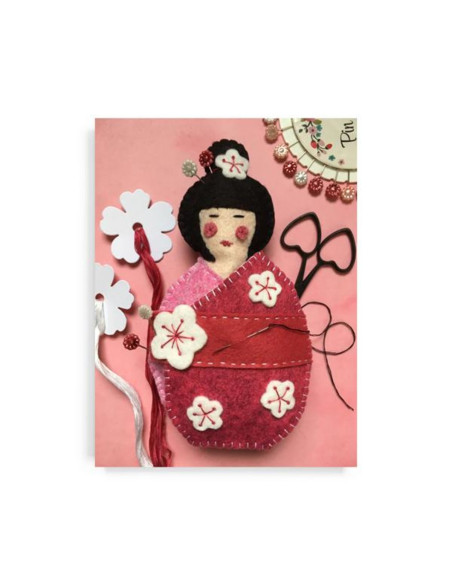 Kokeshi felt kit for pincushion and scissor holder
