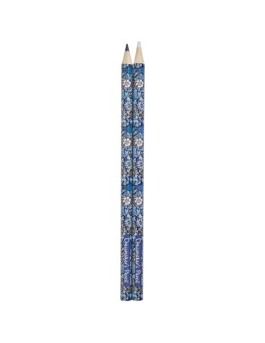Black and white chalk crayon - Blue flowers collection