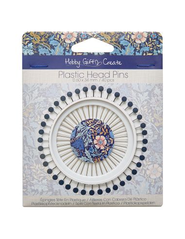 40 plastic head pins disc - Blue flowers collection