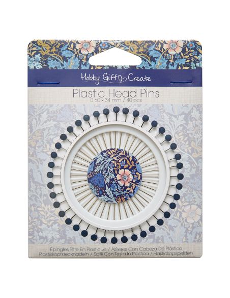 40 plastic head pins disc - Blue flowers collection