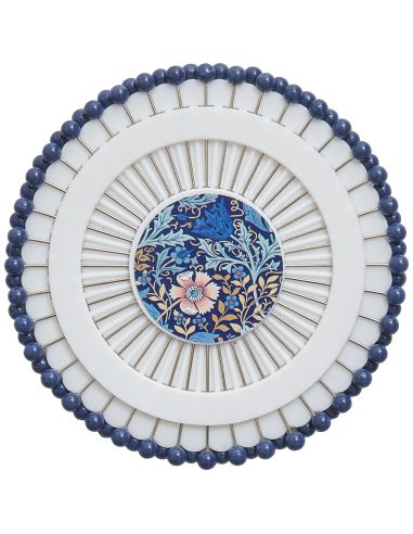 40 plastic head pins disc - Blue flowers collection
