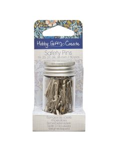 Glass tube assortment of 50 safety pins - Blue flowers collection