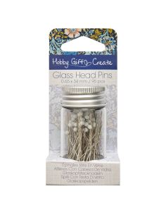 Glass tube of 95 glass-headed pins - Blue flowers collection