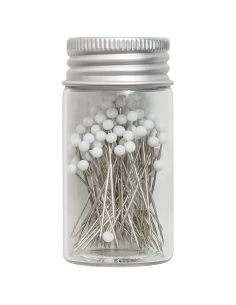 Glass tube of 95 glass-headed pins - Blue flowers collection 2