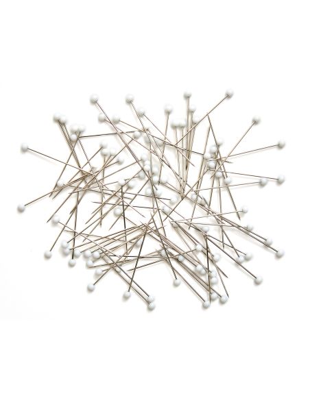 Glass tube of 95 glass-headed pins - Blue flowers collection