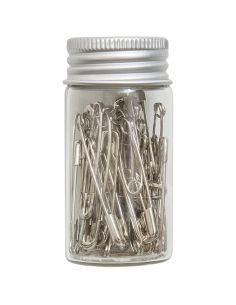 Glass tube assortment of 50 safety pins - Blue flowers collection 2