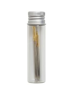 Glass tube of 10 sewing needles 18-22 - Blue flowers collection 2