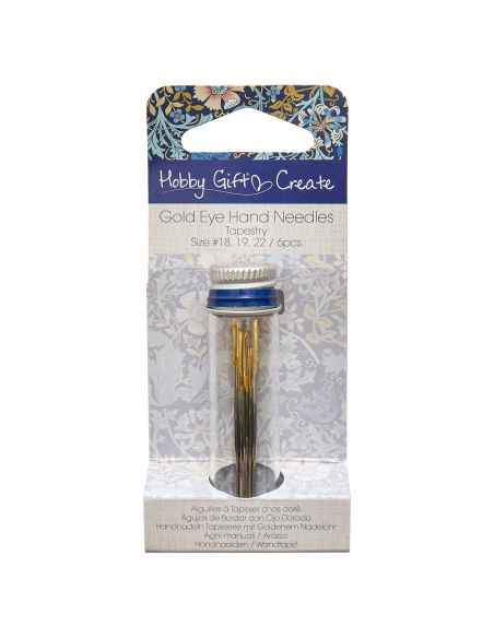 Glass tube of 10 sewing needles 18-22 - Blue flowers collection