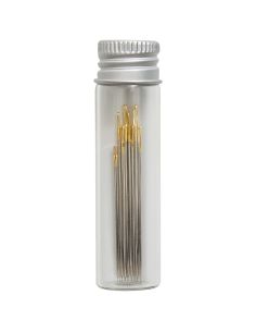 Glass tube of 10 embroidery needles 3-9 - Blue Flowers Collection 2