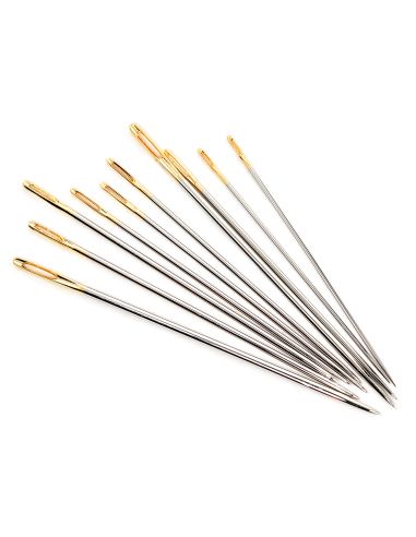 Glass tube of 10 embroidery needles 3-9 - Blue Flowers Collection