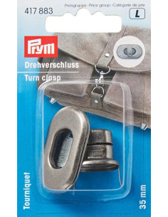 Oval turn lock for bags - Antique silver