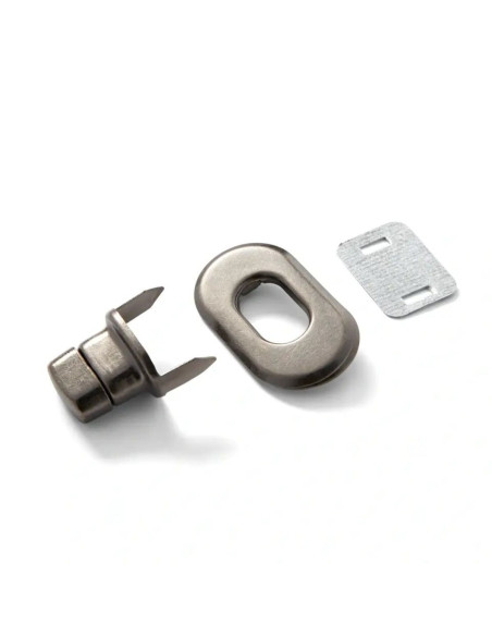 Oval turn lock for bags - Antique silver