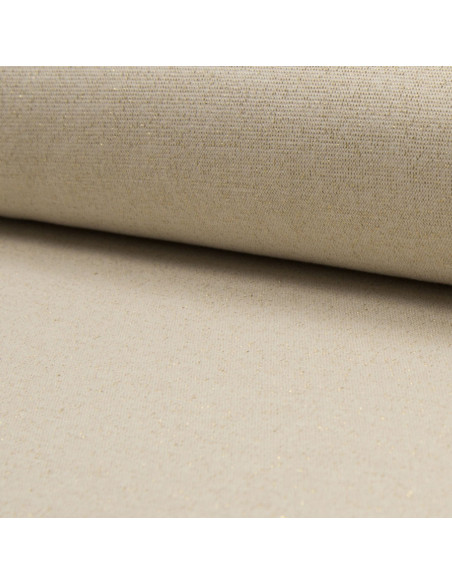 Ribbed jersey fabric with lurex - Ecru with gold lurex