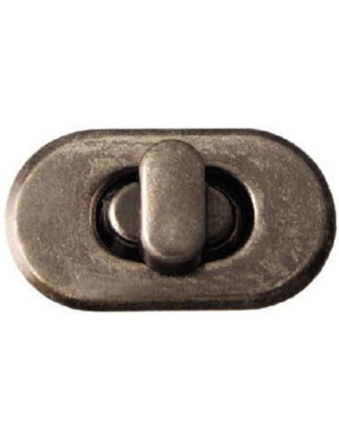 Oval turn lock for bags - Antique silver