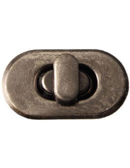 Oval turn lock for bags - Antique silver