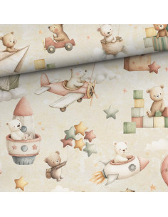 Premium cotton fabric - Flying teddy bear