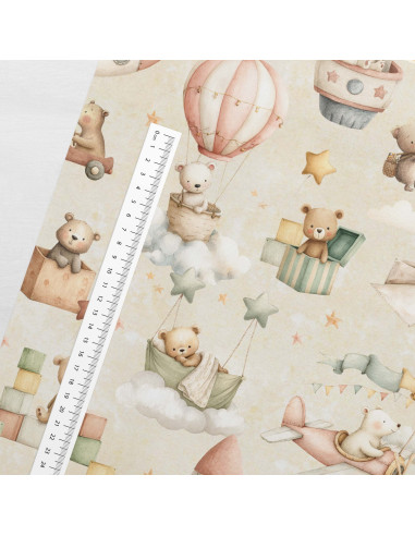 Premium cotton fabric - Flying teddy bear